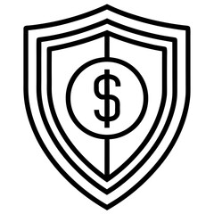 Secure investment shield with dollar symbol protecting financial assets