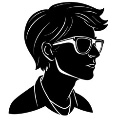 Stylish silhouette of a young man wearing modern eyeglasses and a collared shirt