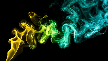 Fototapeta premium Yellow and green smoke on dark background