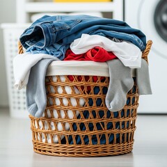 laundry basket with clothes