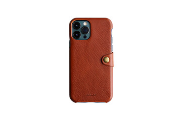 Naklejka premium Brown leather crocodile texture phone case isolated on transparent background