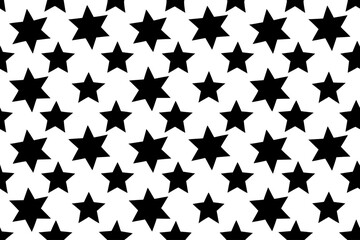 Seamless pattern of black six pointed stars on white background