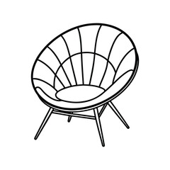 Vector Outline Clip Art of Papasan Chair Isolated on White Background
