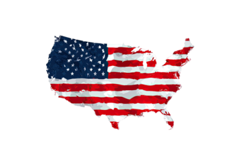 US map shaped like a flag