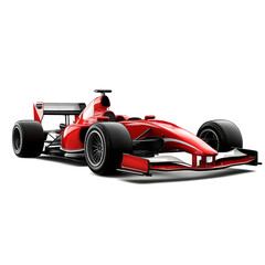 red Formula One car on a transparent background,