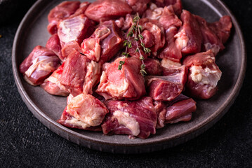 Raw chopped meat with spices