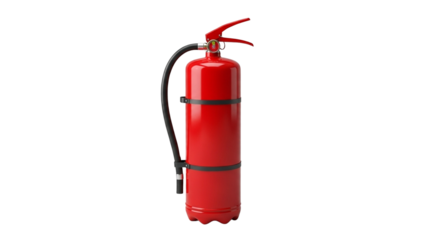 Red fire extinguisher for fire safety and emergency preparedness isolated PNG with Transparent Background