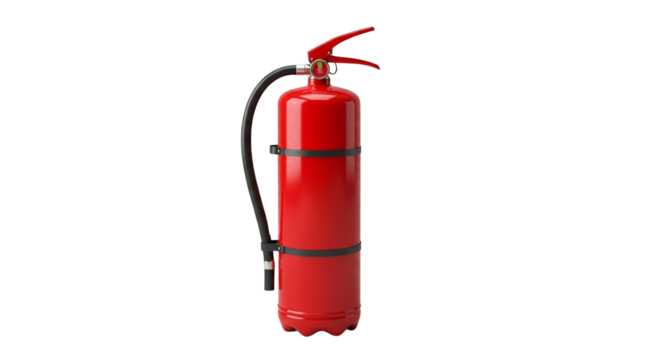Red fire extinguisher for fire safety and emergency preparedness isolated PNG with Transparent Background