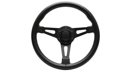 Black steering wheel for automobile control isolated PNG with Transparent Background