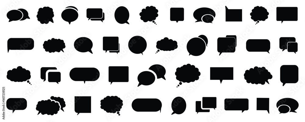 Fototapete black speech bubble collection. set of speech bubble. speech bubble comic. set of black blank empty 