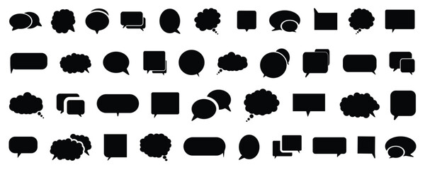 Black speech bubble collection. Set of speech bubble. Speech bubble comic. Set of black blank empty speech bubbles for text, chatting, message box. Vector balloon speak sign dialog communication frame