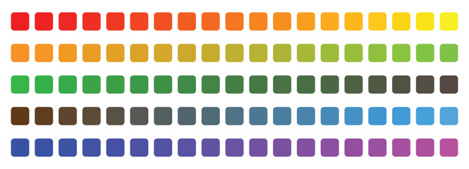 Colorful trendy color palette. Color palette guide. RGB color model with intersecting red, green and blue square. Palette of color swatches for web. Set of colorful trendy color palettes flat template