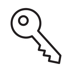 Minimal Key Icon Vector – Black Outline Security Symbol for Access, Lock, Password, and Authentication UI Designs