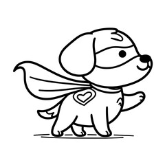 Dog silhouette wearing a superhero cape flying with cape trailing vector