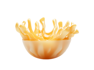 Abstract Golden Liquid Splash in Bowl on Transparent Background