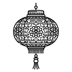Decorative Lantern with Lunar New Year Pattern on White Background vector 1