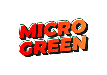 Bold and colorful text design featuring the words MICRO GREEN in a 3D style with a gradient effect,