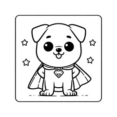 Dog wearing a superhero cape silhouette on a white background animal canine