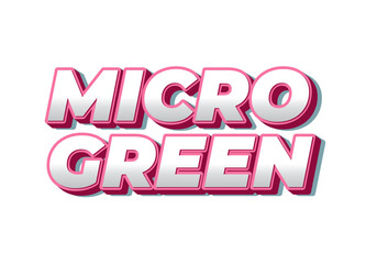 Stylized text reading MICRO GREEN in bold, colorful typography with a 3D effect. The letters are pin