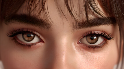 Obraz premium Woman with brown eyes and long eyelashes showing health and beauty
