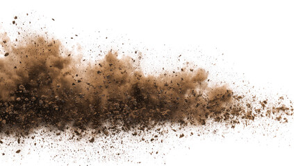 Brown dirt explosion against black background