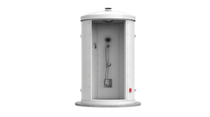 Emergency shower with clean modern industrial design background isolated on a Transparent background, PNG file.