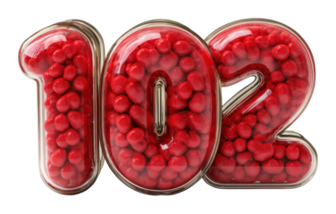 Creative red number installation digital modern visual design isolated on transparent background