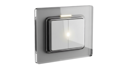Light switch with a modern clear plastic plate isolated PNG with Transparent Background