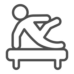Athlete man in pole vaulting line icon, physical education concept. Vector graphics. Sportsman, sport sign on white background, outline style icon for mobile or web design.