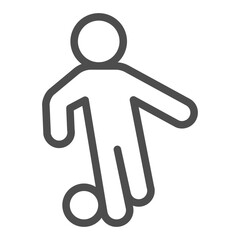 Football player line icon, football sport concept. Vector graphics. Sportsman with ball, soccer sign on white background, outline style icon for mobile or web design.