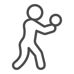 Man with ball line icon, volleyball sport concept. Vector graphics. Volleyball game player, sportsman sign on white background, outline style icon for mobile or web design.