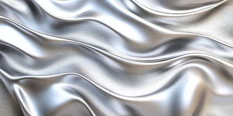 Obraz premium Silver metallic fabric draped in flowing waves