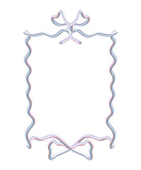 Baroque-Inspired Ribbon Frame Clipart. 3D Twisted Border in Pearlescent Pink and Blue Tones. Luxe Digital Decor for Invitations, Branding, or Journals.
