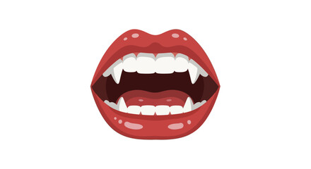 Fototapeta premium Stylized vampire fangs and red lips artwork conveys a sense of halloween horror and fantasy design element evoking halloween night symbolism and