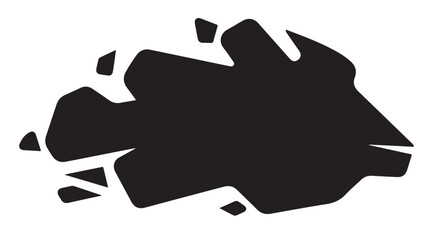 Black ink splodge shape with rough edges, vector design element