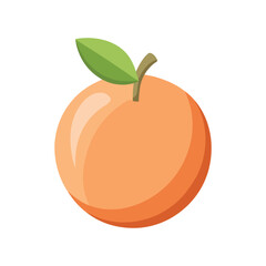 Orange Fruit with Green Leaf on White Background 