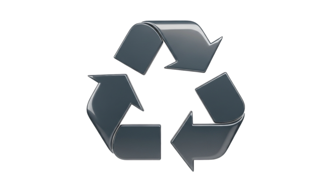 Recycle Symbol in Gray isolated PNG with Transparent Background