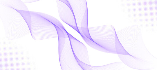 Futuristic purple white abstract background. shining wave lines pattern for banner, wallpaper, cover. Vector illustration
