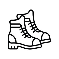 Hiking boot icon for outdoor adventure and travel isolated on white background