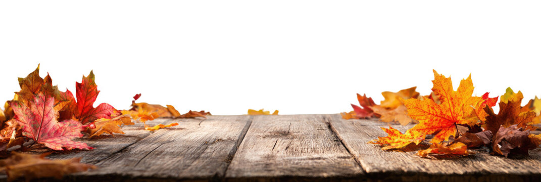 Autumn leaves on a rustic wooden surface (1)