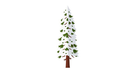 Stylized coniferous tree illustration featuring snow accents against a plain backdrop for graphic usage