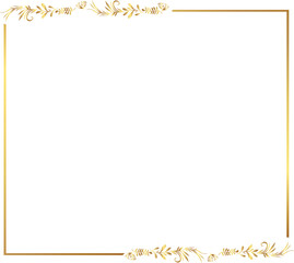 Obraz premium frame with leaves gold border Golden Border Warm Color Frame