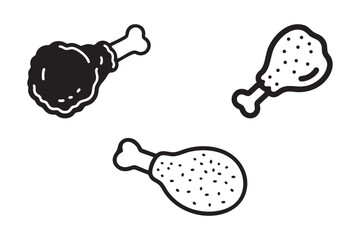 Chicken Drumstick Icon Vector Set