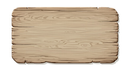 Detailed illustration of a weathered wooden plank signboard with light brown tones and natural wood grain patterns for creative projects