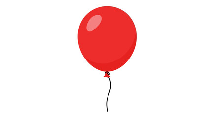 Crimson sphere soars on a thin line: simple celebration icon on crisp white background creating minimalistic style, vector red ballon illustration