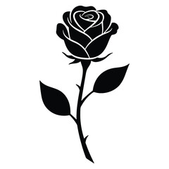 Elegant black rose silhouette depicting beauty romance love and floral design elements