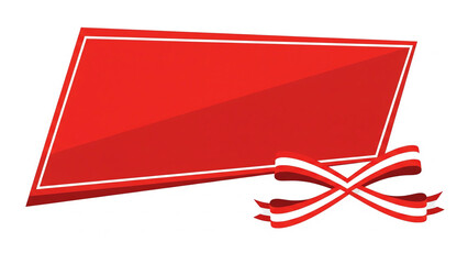 Red and White Ribbon Frame with Blank Space – Vector Background