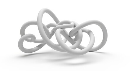 Naklejka premium Abstract White 3D Tangled Knot - Modern Minimalist Design Element for Backgrounds and Concepts