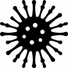 Virus Germ Silhouette Vector – Black Icon Design for Medical and Health Themes