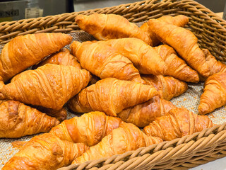 Close-Up of Freshly Baked Croissant in a Bakery
